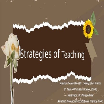 Strategies of Teaching in occupationalth