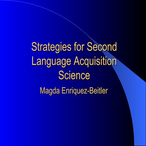 Strategies Second Language Acquisition Science