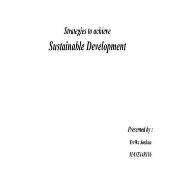 Strategies to achieve Sustainable Development
