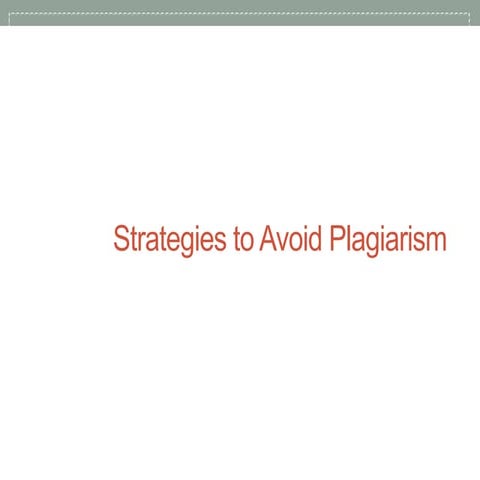 Strategies to Avoid Plagiarism