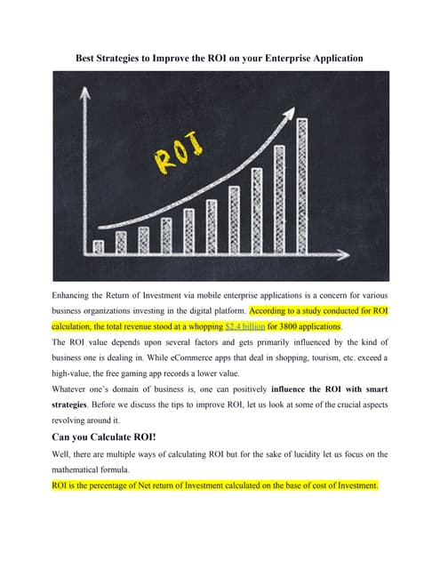 Strategies to improve the ROI on your enterprise application