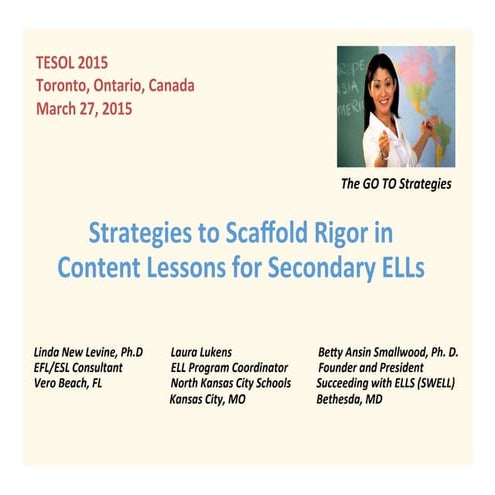 Strategies to Scaffold Rigor in Content for Secondary ELLS