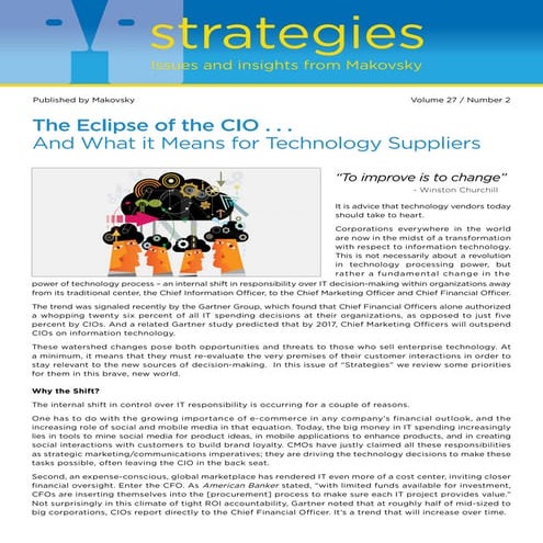 The Eclipse of the CIO . . . And What it Means for Technology Suppliers