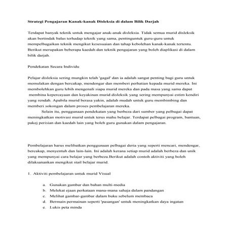 Strategi pengajaran kanak disleksia