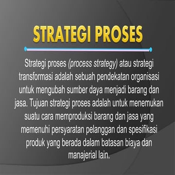 Strategi Proses Manajemen Operasional