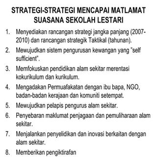 Strategi untuk mencapai sek lestari...