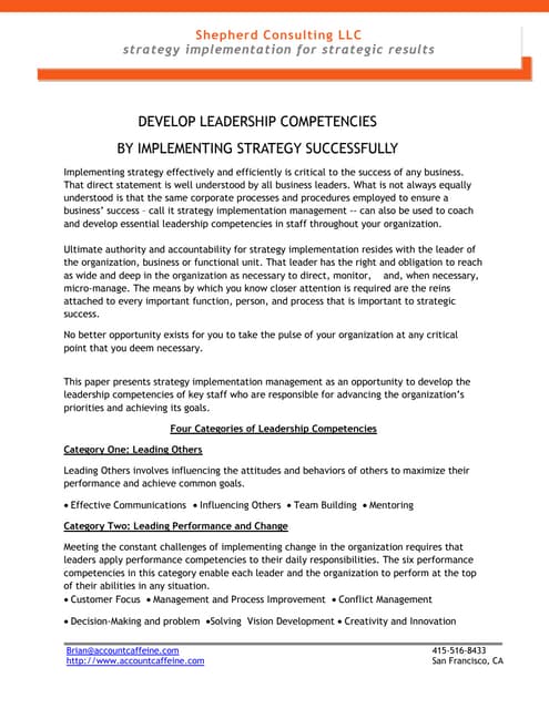 Implementing Strategy Develops Leaders