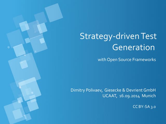 Strategy-driven Test Generation with Open Source Frameworks