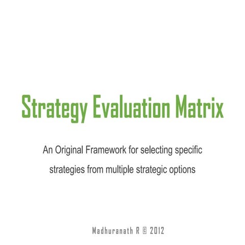 Strategy Evaluation Matrix Framework by Madhuranath R