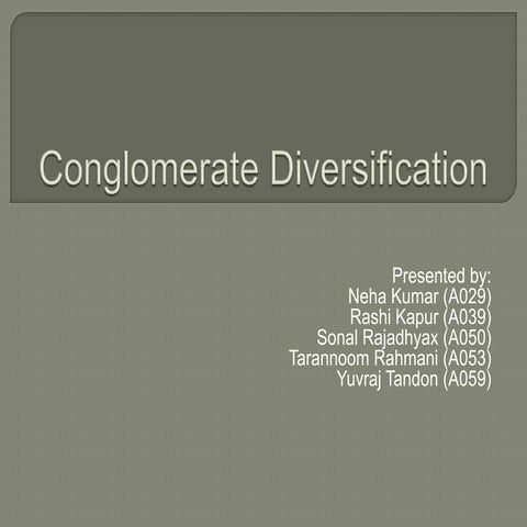 Conglomerate Diversification - ITC, Strategy formulation, 2013