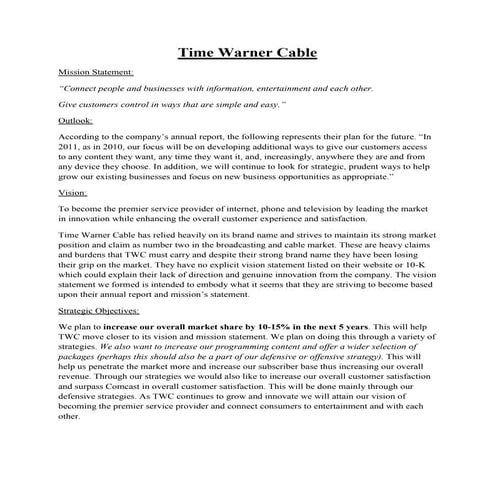 Time Warner Cable Strategy written report