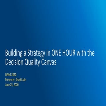 Strategy in 1 hour using Decision Quality Canvas