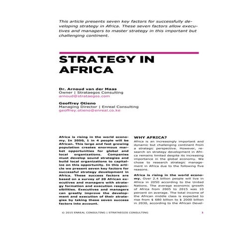 Strategy in Africa