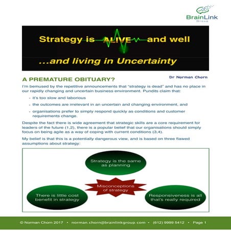 Strategy is alive and well... and living in UNCERTAINTY