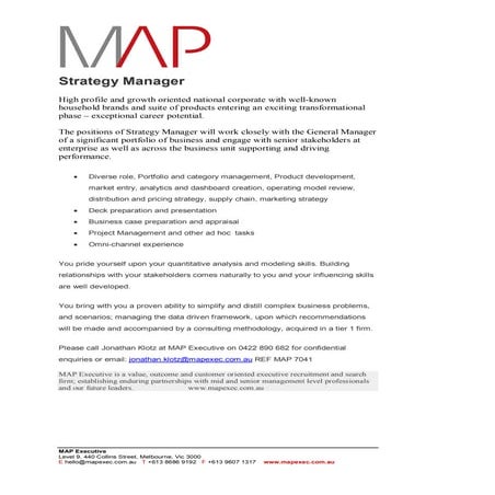 Strategy Manager - Melbourne 
