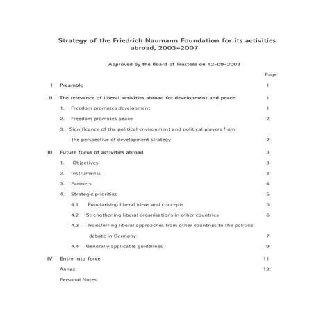 Strategy of the fnf for its activities abroad