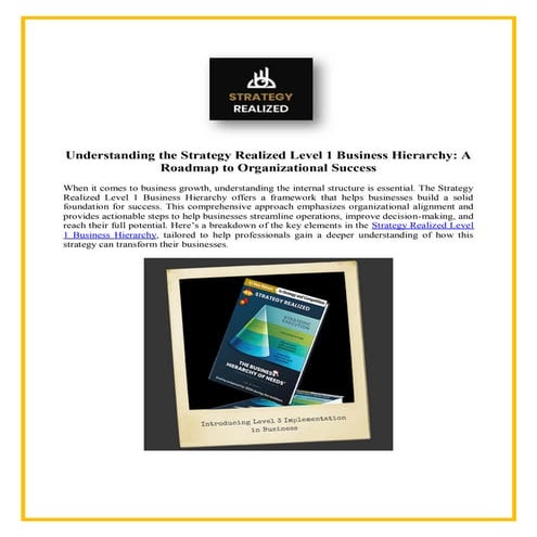 Strategy Realized Level 1 Business Hierarchy