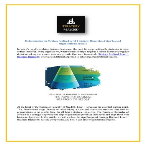 Strategy Realized Level 1 Business Hierarchy