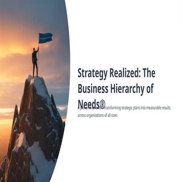 Strategy Realized The Business Hierarchy of Needs