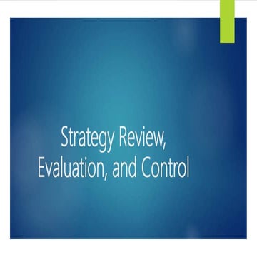 Strategy review, evaluation, and control