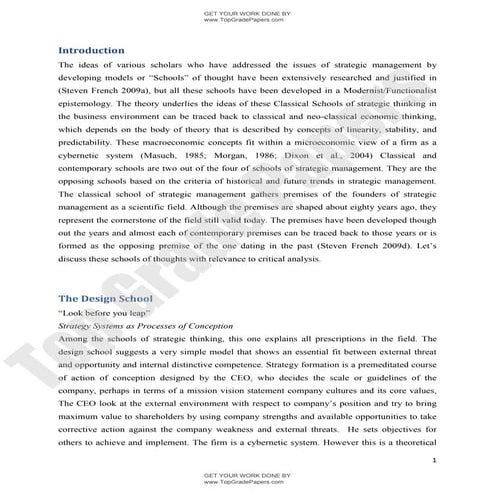 Strategy schools   academic literature essay - www.topgradepapers.com
