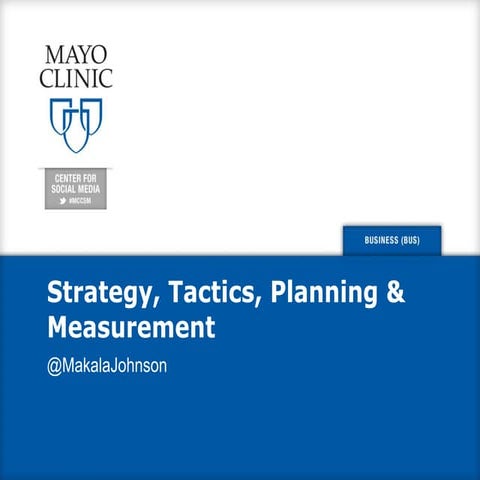 Strategy, Tactics, Planning and Measurement