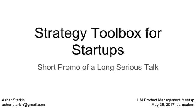 Strategy toolbox for startsups