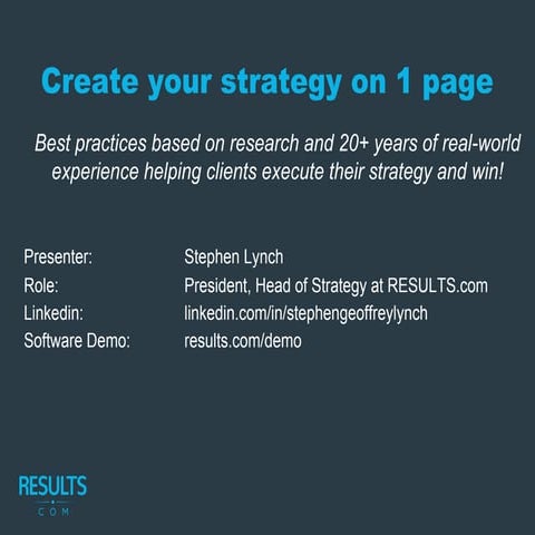 Create your Strategic Plan on 1 Page webinar