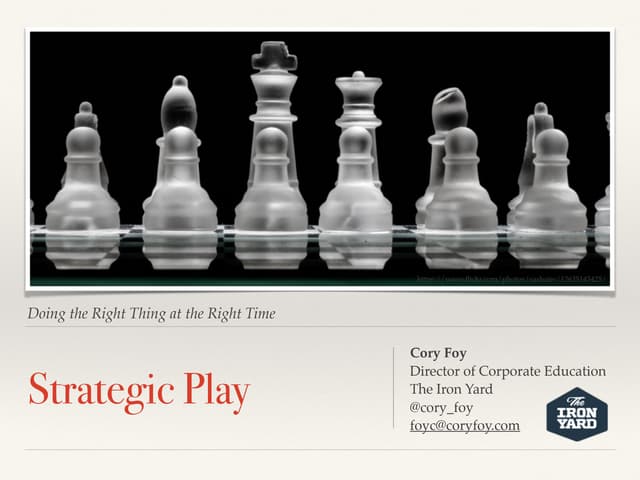Stratgic Play - Doing the Right Thing at the Right Time