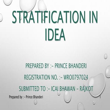 Stratification in IDEA ppt for itt training arranged by icai rajkot | PPTX