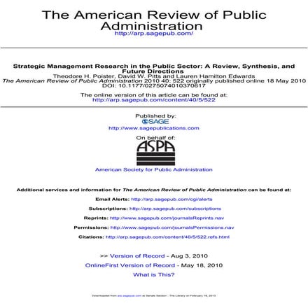 Strat mgt research public sector