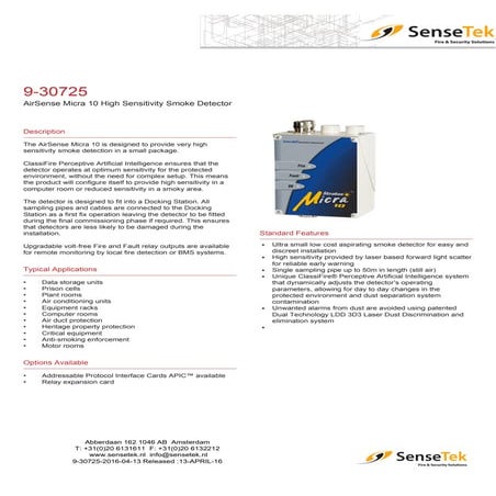 Stratos Micra 10 A30725 SenseTek.nl Distributeur Airsense Stratos