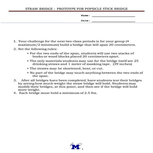 Straw bridge instructions 2016