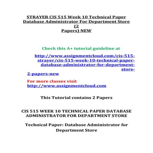 Strayer cis-515-week-10-technical-paper-database-administrator-for-department...