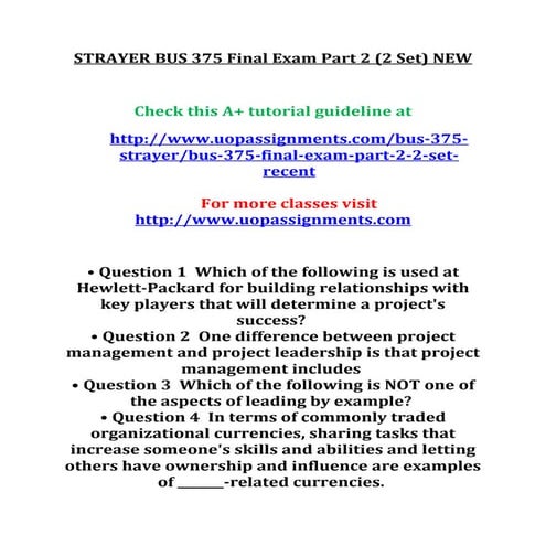 Strayer bus 375 midterm exam part 1 | DOC