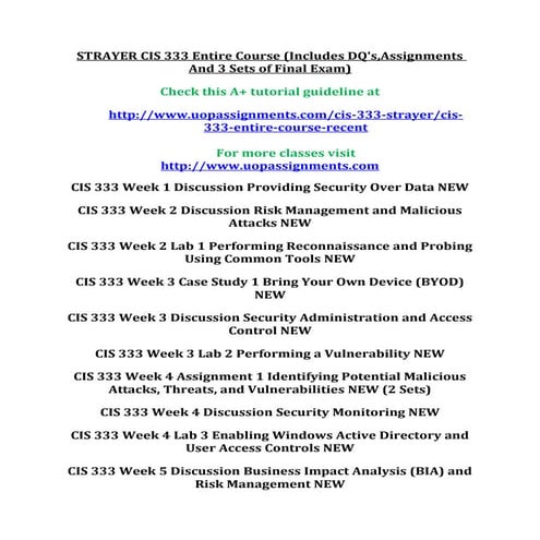 Strayer cis 333 entire course