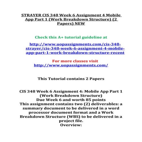 Strayer cis 348 week 6 assignment 4 mobile app part 1 (2)