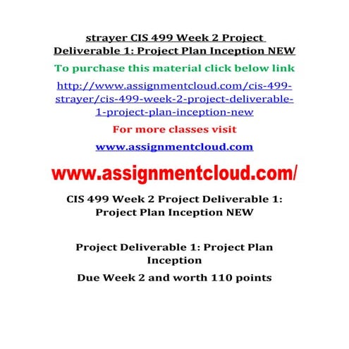 Strayer cis 499 week 2 project deliverable 1