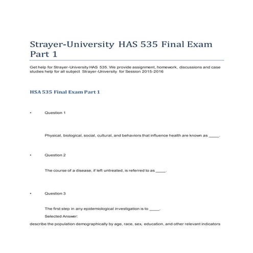 Strayer university has 535 final exam 1