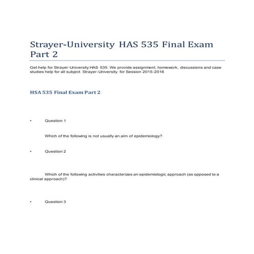 Strayer university has 535 final exam 2