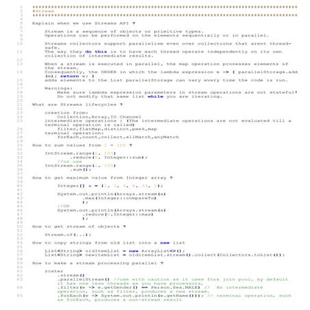 Java Streams Interview short reminder with examples | PDF