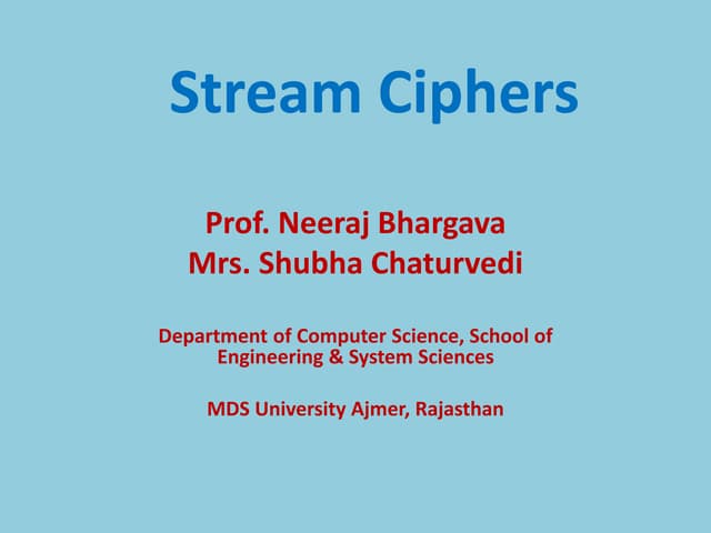 Stream Ciphers