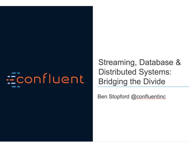 Streaming, Database & Distributed S...
