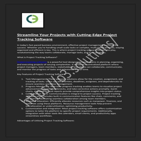 Streamline Your Projects with Cutting-Edge Project Tracking Software.pdf