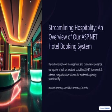 Streamlining Hospitality with a Robust ASP.NET Hotel Booking System | PPTX