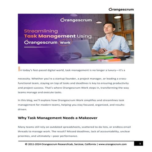 Streamlining Task Management Using Orangescrum Work