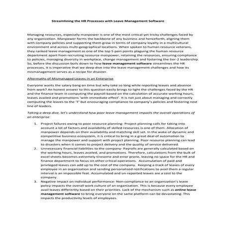 How a Leave Management System Benefits Your Organization? | PPTX