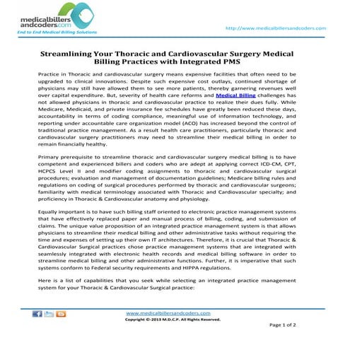 Streamlining your thoracic and cardiovascular surgery medical billing practic...