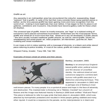 Street art or vandalism? Essay