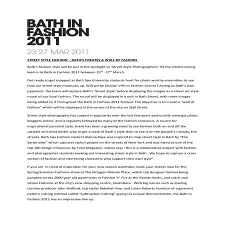 Street style fashion press release